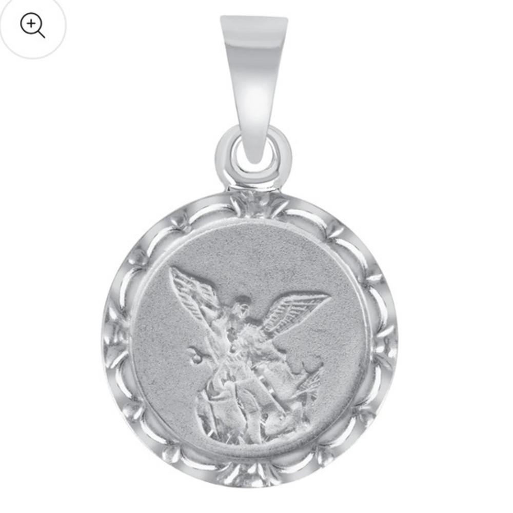 Silver 925 Saint Michael Round Shape Pendant 21mm